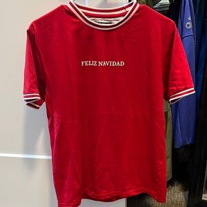 Denim & Flower Red Short Sleeve Feliz Navidad Tee